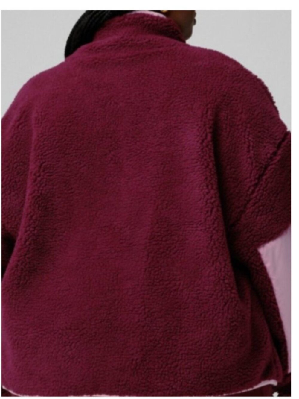 Fabletics Burgundy Sherpa Jacket in with Pink Trim size XS - Picture 2 of 9